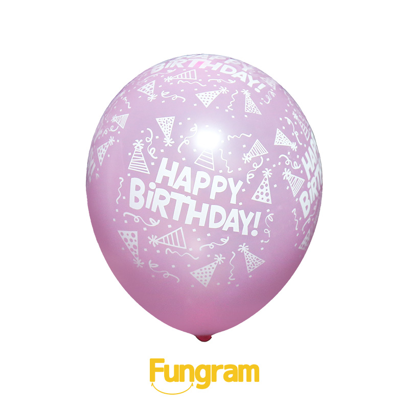 Pink Latex Balloon Printed Happy Birthday